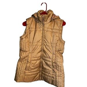 🔴5 for $40 SALE! 
New York & Co. Tan sleeveless puffer vest w detachable hood XS